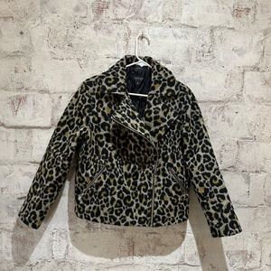 Topshop Leopard Biker Jacket